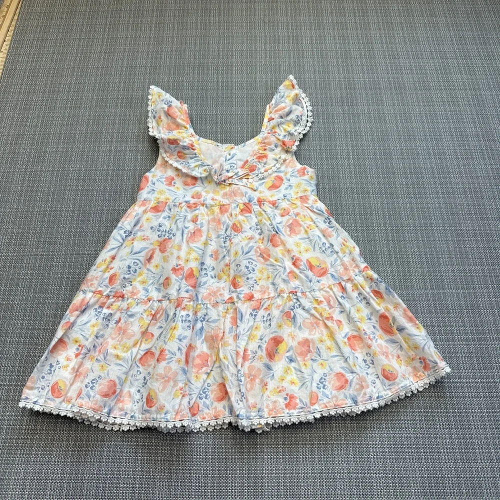 Tommy Bahama Girls 4T Floral Ruffle Tiered‎ Dress Summer Cottagecore Beach